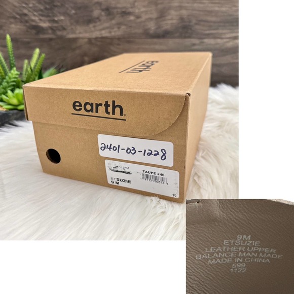 NIB Earth Suzie 9M Leather Woven lightweight Slingback Sandals Taupe - Picture 12 of 12